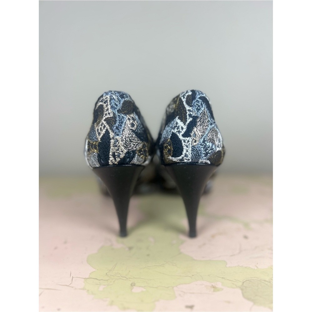 Vintage 90s Joseph Loren Tracy Tapestry Pumps Heels Multicolor Pointed Toe Sz 8 - Picture 5 of 11